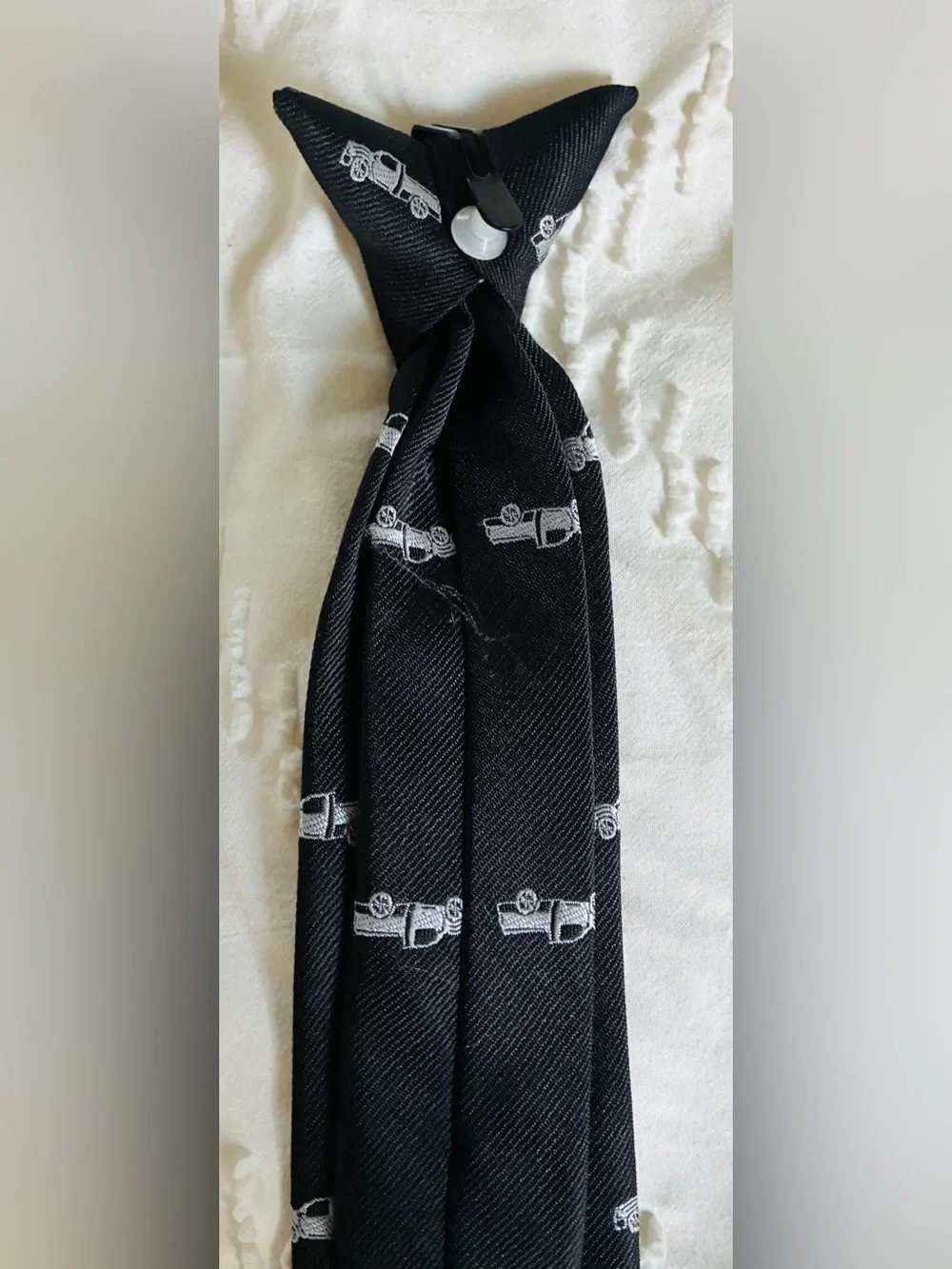 Black Novelty Car Pattern Tie - boys clip on tie Accessories